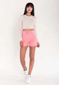 Blugi scurti coral Nina Carter cu terminatii franjurate J231-7 M7 imagine