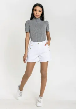 Blugi scurti cu terminatie rasucita P506-10 M7, Alb imagine