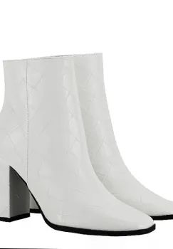 Botine albe elegante cu imprimeu geometric 3317 113 imagine