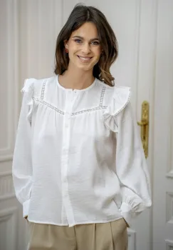 Camasa alba cu volanase YD507245 M9 imagine