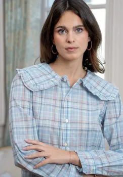 Camasa albastra in carouri A104 M9 imagine