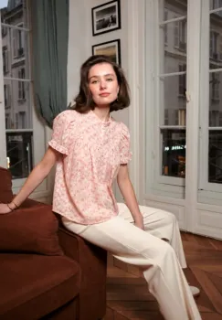 Camasa cu maneca scurta roz cu imprimeu floral 4848T imagine