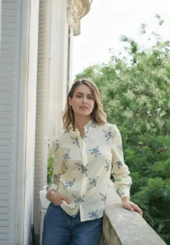 Camasa galben pastel cu broderie aplicata ASD96526 M9 imagine