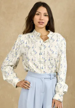 Camasa ivory din bumbac cu imprimeu ASD97216 M9 imagine