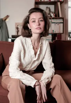 Camasa ivory din vascoza brodata 4861T M9 imagine