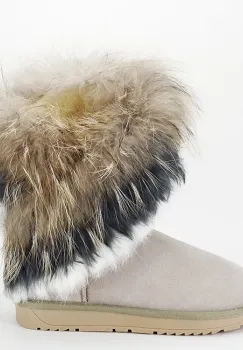 Cizme bej din piele naturala cu blanita naturala 8013 111 imagine