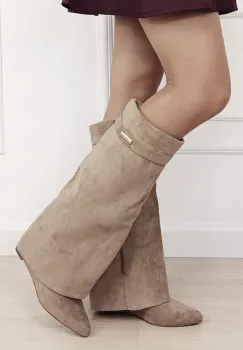 Cizme lungi kaki cu toc 9623A-1 19 imagine