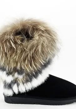 Cizme negre din piele naturala cu blanita naturala 8013 111 imagine