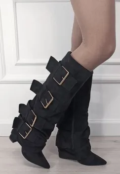 Cizme negre elegante cu toc comod 7677A-1 19 imagine