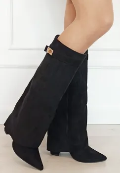 Cizme negre elegante cu toc comod 9501A 113 imagine
