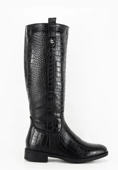 Cizme negre lungi cu imprimeu reptila FR532 113 imagine