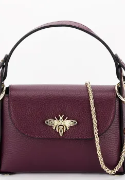 Geanta burgundy mica din piele naturala 1602 122 imagine