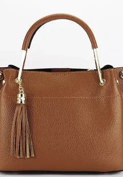 Geanta camel medie din piele naturala 8939 122 imagine