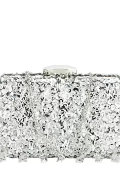 Geanta clutch argintie cu cristale si paiete BME6011 06 imagine