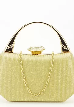 Geanta clutch aurie cu cristale si sclipici 55461 06 imagine