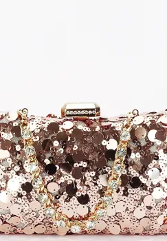 Geanta clutch champagne cu paiete BYH-896 05 imagine