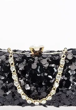 Geanta clutch neagra cu paiete BYH-896 05 imagine