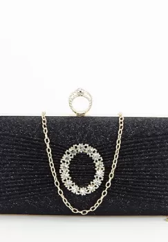 Geanta clutch negru cu brosa BYH-8815 05 imagine