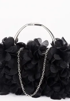 Geanta clutch negru cu model floral 3D BXQ-327 05 imagine