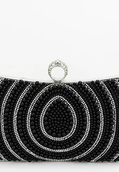 Geanta clutch negru cu perle BYH-866 06 imagine
