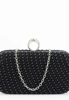 Geanta clutch negru cu perle BYH863 06 imagine