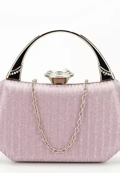 Geanta clutch roz cu cristale si sclipici 55461 06 imagine