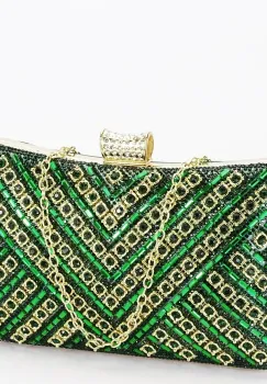 Geanta clutch verde cu model 3d BYH-87900 06 imagine