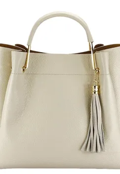 Geanta crem din piele naturala Ariana 123 imagine