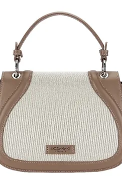 Geanta eleganta maro taupe cu insertie textila bej DHJ943-2 17 imagine