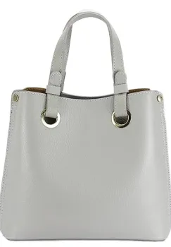 Geanta gri deschis medie din piele naturala 8916 129 imagine