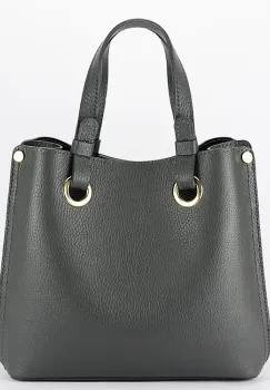 Geanta gri inchis medie din piele naturala 8916 129 imagine