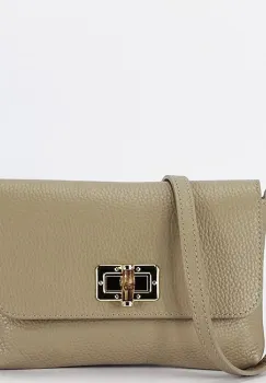 Geanta mica bej taupe din piele naturala 2052 06 imagine