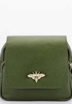 Geanta mica kaki din piele naturala 1502 122 imagine