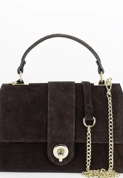 Geanta mica maro cafeniu din piele naturala intoarsa 1911 M9 imagine