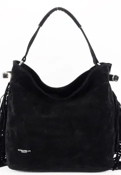Geanta neagra FloraCO Paris cu franjuri F7518 M4 imagine