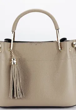 Geanta taupe deschis medie din piele naturala 8939 122 imagine