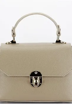 Geanta taupe din piele naturala 1736 131 imagine