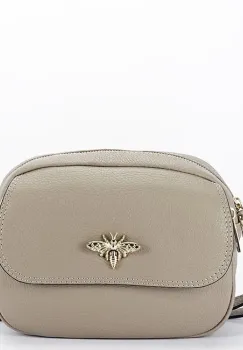 Geanta taupe mica din piele naturala 1530 120 imagine