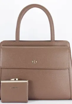Geanta taupe Premium cu portofel CB2427-3 17 imagine