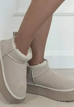 Ghete bej din piele naturala 6391 113 imagine