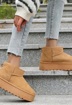 Ghete camel tip UGG cu talpa groasa 333-78 116 imagine