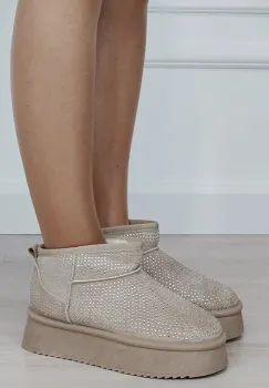 Ghete dama bej cu pietricele RU-15 M4 imagine