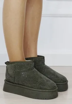 Ghete dama verde oliv cu pietricele argintii PU-15 M4 imagine