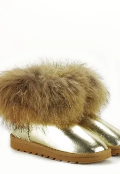 Ghete din piele naturala aurii Gina 19 imagine