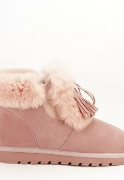 Ghete din piele naturala roz cu blanita 603 114 imagine