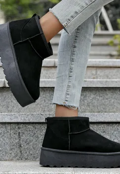 Ghete negre cu talpa groasa 333-78 116 imagine