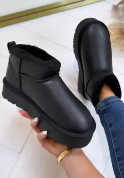 Ghete negre din piele naturala W5828-1 118 imagine