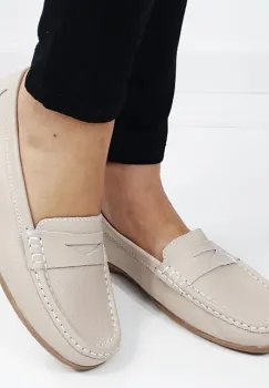 Mocasini bej din piele naturala 5128 M4 imagine