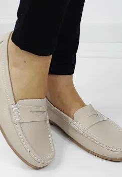 Mocasini bej din piele naturala 5128 M4 imagine