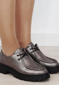 Mocasini dama bronz metalizati cu siret DQY9011 02 imagine